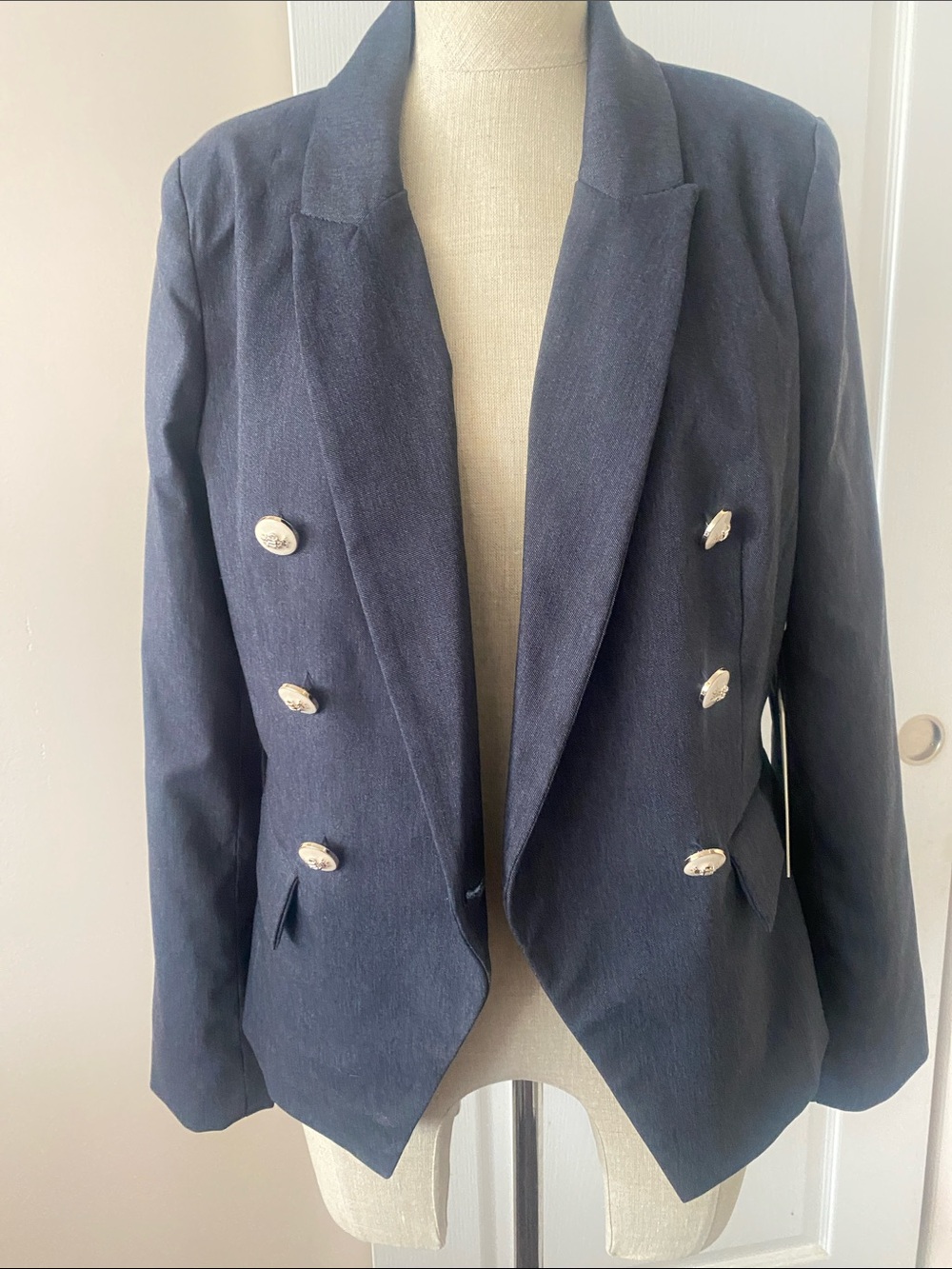 Women’s Double-Breasted Navy Blazer Jacket M
